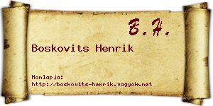 Boskovits Henrik névjegykártya